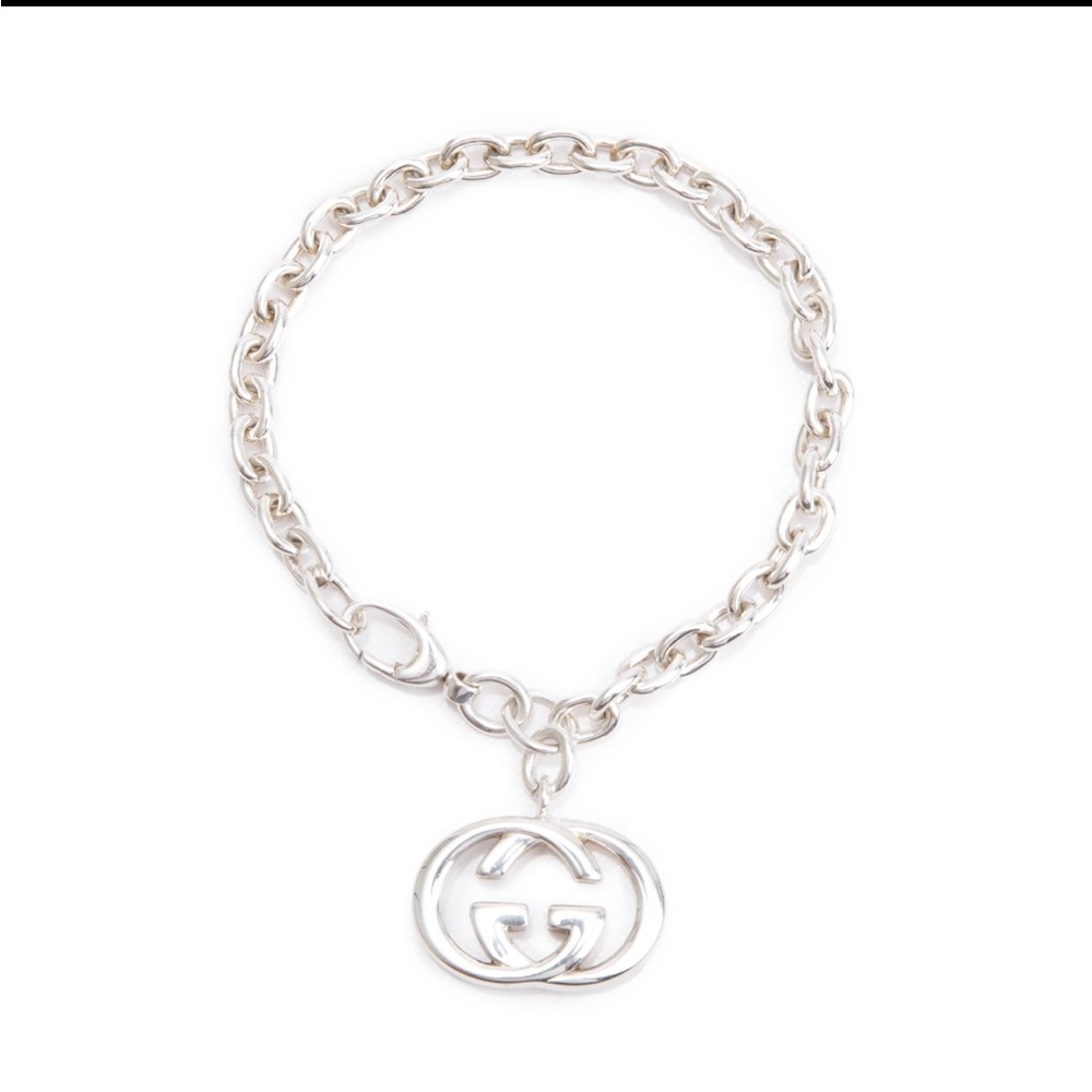 Authentic Gucci Sterling silver Interlocking G charm bracelet